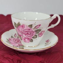 Royal Ascot Fine Bone China Pink Rose Teacup and Saucer Dated White pink... - $13.41