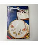 Vogart Embroidery / Paint Kit Roses Placemats Set of 4 Stamped 8728J NEW... - $19.62 CAD