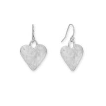 Oxidized Sterling Silver Textured Heart French Wire Earrings - £31.97 GBP