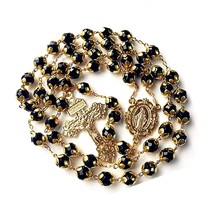 Gold Agate Beads Rosary Italy Pardon Cross - £115.38 GBP