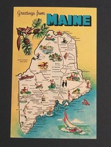 Maine State Map Large Letter Greetings Dexter Press c1960s Vtg UNP Postcard (a) - £3.93 GBP