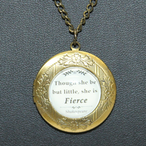 Gold Tone Shakespeare A Mid Summer Nights Dream Quote Locket Necklace - £14.20 GBP