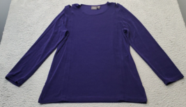 Travelers By Chico&#39;s Blouse Top Womens Size 1 Purple Long Sleeve Round Neck Slit - £18.66 GBP