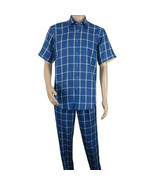 Men INSERCH premium Soft Cool Linen  2pc Walking Leisure suit 7098 Blue ... - $156.87 CAD
