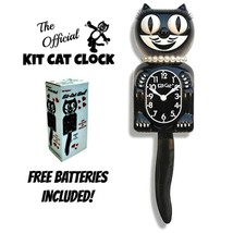 CLASSIC LADY KIT CAT CLOCK 15.5&quot; Black Kit-Cat Klock NEW Free Battery US... - £55.05 GBP