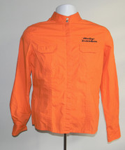 Womens Harley Davidson  Button Front Shirt Medium Orange Snaps cotton - $29.65