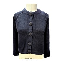 Vtg Y2K 90s DSC Cotton Black  Cardigan  Big Iridescent Beaded Buttons Sz M  - $38.61