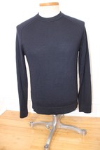 Vince S Navy Blue Merino Wool Seamed Crewneck Sweater Holes Mend - £22.70 GBP