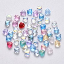 10 Glass Heart Beads Mixed Lot Assorted Set Valentine&#39;s Jewelry Supplies 6mm  - £4.70 GBP