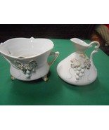 Beautiful LEFTON China Handpainted SUGAR and CREAMER with Grapes design - £15.49 GBP