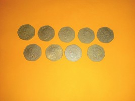 Lot of 9 Hidalgo Mexican Mexico Circulated 10 Pesos Monedas 1976-1981 - $36.99
