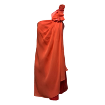 Max &amp; Cleo Womens Loulou Dress Two Tone Orange One Shoulder Draped Front 8 New - £20.92 GBP