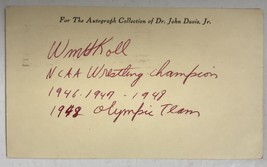 William Koll (d. 2003) Signed Autographed 3x5 Index Card - US Olympic Wr... - £15.66 GBP