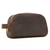 CONTACT&#39;S cosmetic bag small for men crazy horse leather vintage toiletry case b - £61.41 GBP