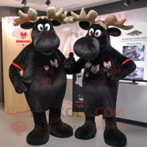 Black Moose mascot costume character dressed with a Mini Dress and Wraps - £993.43 GBP