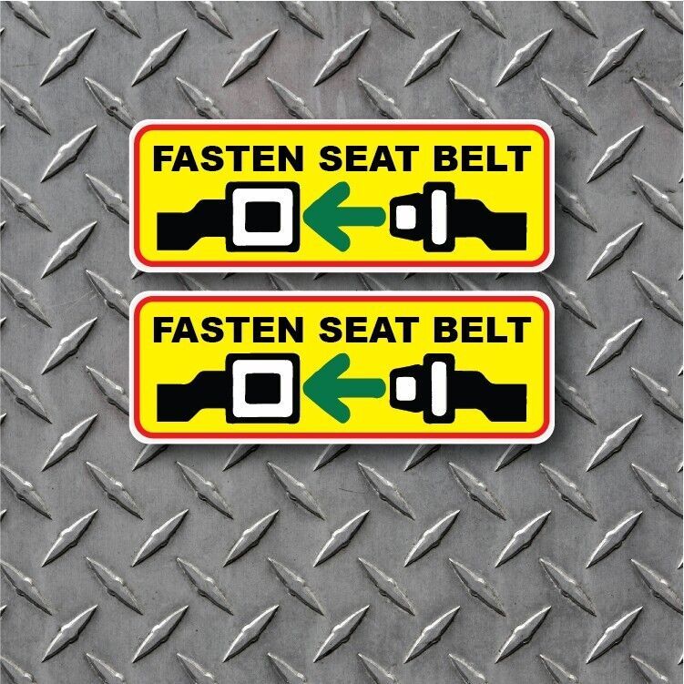 2x Fasten Seat Belt Vinyl Decal Caution Vehicle Car Bus Truck High Quality - $3.91