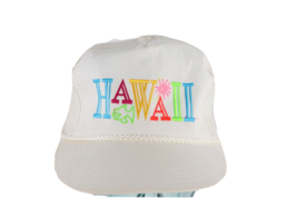 Vtg 90s Streetwear Distressed Hawaii Rainbow Fish Spell Out Roped Snapback Hat - £23.61 GBP