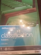Office Depot Brand Legal Size 2-Divider Light Green Classification Folde... - £28.35 GBP