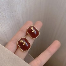 Crimson Stud Earring Heart-Shaped Smiley Green Gold Color Earrings Rhinestone Ea - £6.71 GBP