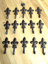 20 Cast Iron Fleur De Lis Coat Hooks Hook Hall Tree Hat Dog Leash Fluer ... - €32,36 EUR