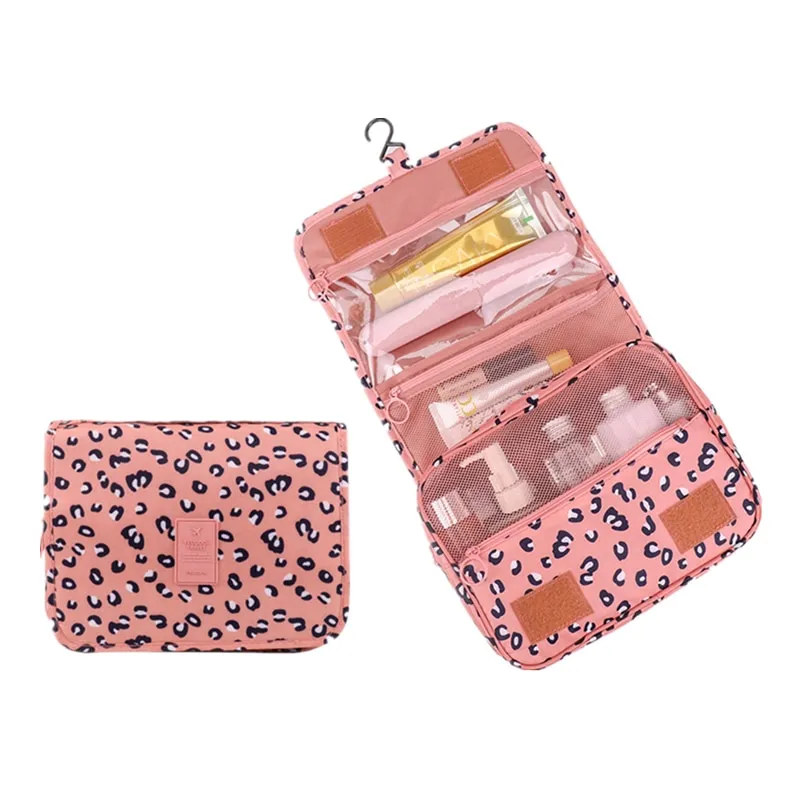 Cosmetic Bag Women Travel Pouch Pink Leopard - £9.58 GBP