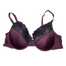Adrienne Vittadini Purple With Black Lace Trim Underwire Bra Women Plus ... - $22.56