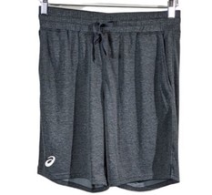 Asics Mens Athletic Workout Shorts Size L Large Pockets Drawstring Gray Heather - £25.20 GBP