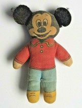 Rare Vintage 4&quot; Tall Walt Disney Mickey Mouse Doll Stuffed Toy - £10.35 GBP