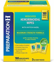 Preparation H Medicated Hemorrhoidal Wipes 180 ct, Maximum Strength Reli... - $30.68