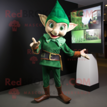 Forest Green Elf mascot costume character dressed with a Sweater and Bracelets - $1,209.00