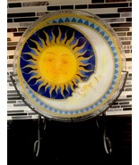 Vintage 14” Glass Sun &amp; Moon Fused Glass Plate – Celestial Wall Art Boho... - $803.62 MXN