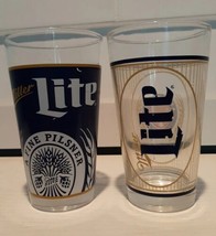Miller Lite Pint Beer Glasses Man Cave Bar Gift Lot Set Of 2 - £7.86 GBP