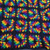 Rainbow Granny Square Afghan Blanket Crochet LBGTQ Gay Pride 48 x 65 Ros... - $124.99