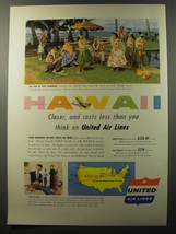 1953 United Air Lines Ad - Hawaii Closer, and costs less than you think - £14.53 GBP