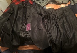 NWT Vinci Black 2 Piece Suit 42R Jacket Dress Pants 34W Super 150’s Rn 1... - $69.50