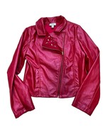 Disney D-Signed Sz 7/8 Girls Red Vegan Leather Moto Jacket - £18.83 GBP