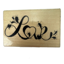 Love Word Valentine Heart Rubber Stamp DOTS J228 Wood Mounted - £5.49 GBP