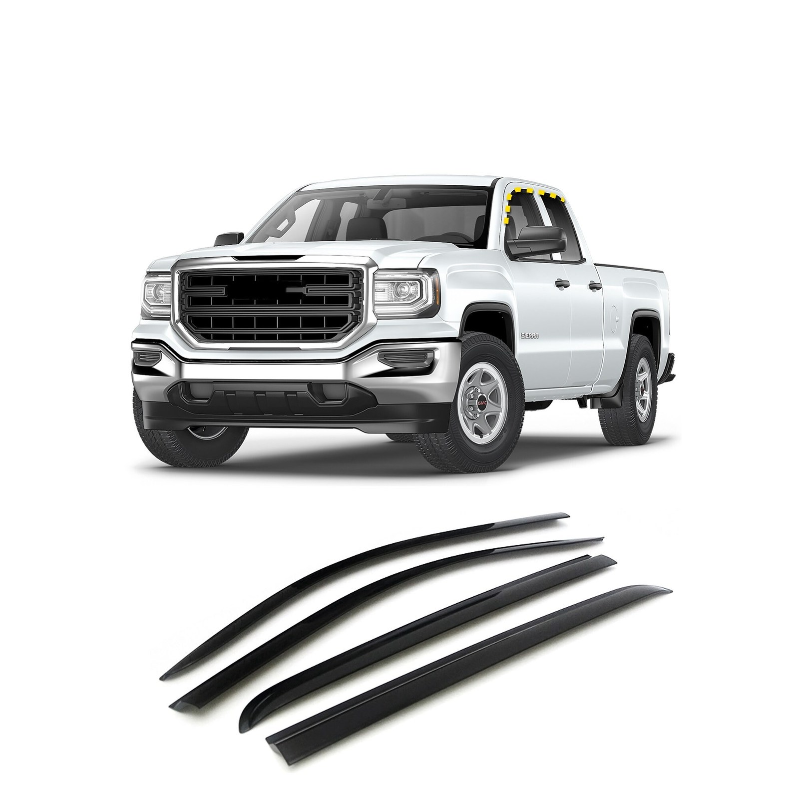 Rain Guards for GMC Sierra 1500 Limited Crew Cab 2019 (4PCs) Smoke Tinte... - $122.95