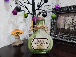 Halloween Deadly Toadstools Potion Bottle Wood Sign Prop Tabletop Decor  - $21.77