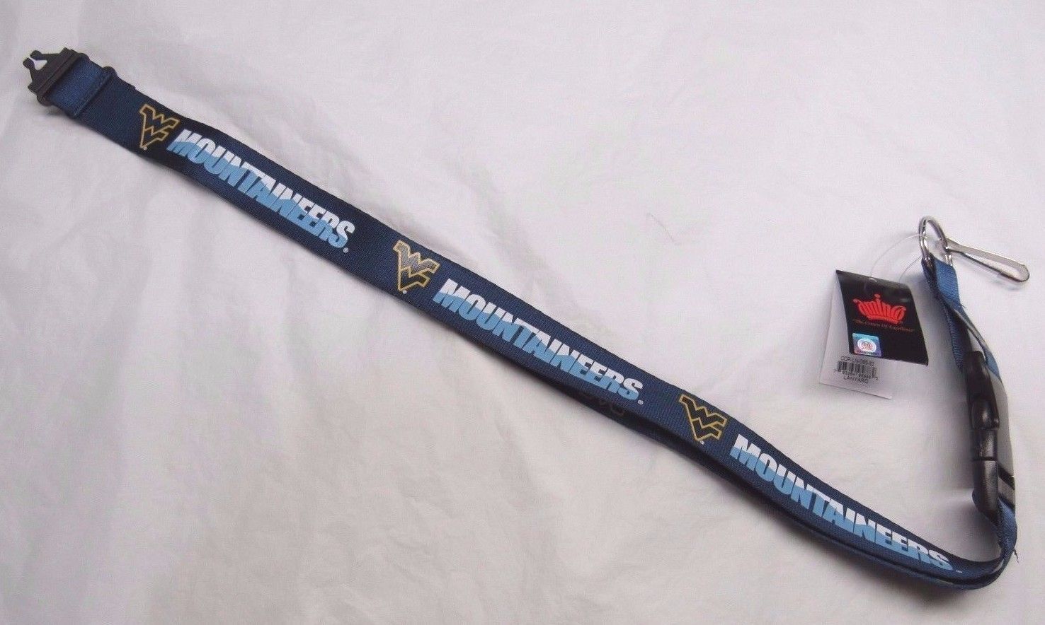 NCAA West Virginia 2 Color Mountaineers Blue Lanyard 23" Long 1" Wide by Aminco - £7.44 GBP