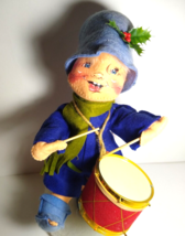 Annalee 12&quot; Little Drummer Boy 1987 Felt Poseable Doll Christmas Holly Hat Drum - $23.75