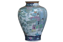 Huge Meiji Period Antique Japanese Rose Medallion Style Polychrome enamed Vase H - £636.07 GBP