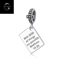 Cross Crucifix Bible Dangle Charm For Bracelets Genuine Sterling Silver 925 Mum - $21.06