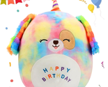 Original 12’’ Rainbow Birthday Dog Plush Pillow Soft Puppy Plush Toy Cut... - $27.54
