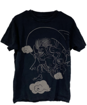 Japanese Oni Mask Double Sided Graphic T-Shirt Tee Black Gray Size Medium - £20.15 GBP
