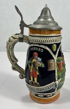 German Beer Stein Heidelberg Perkeo Das Gr. Fass Pewter Lidded 8.5&quot; Tall Vintage - £14.24 GBP