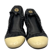 Tory Burch Womens Black &amp; Cream Leather Cap Toe Ballet Flats Size 7.5 - €24,65 EUR