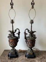 Antique E. De Labroue Paris Baluster Shape Renaissance Bronze Table Lamps - £3,911.29 GBP