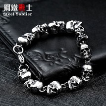 Design men punk skull chain bracelet men fashion stainless steel charm bracelet jewelry thumb200