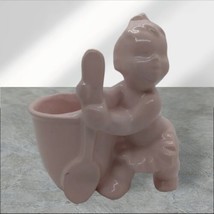 Vintage Haegar Pottery MCM Pink Planter Baby Girl Cup Spoon Nursery  - £11.07 GBP